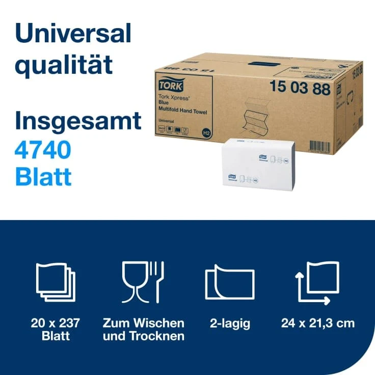Tork Xpress Multifold Handtücher H2 2-lagig, blau
