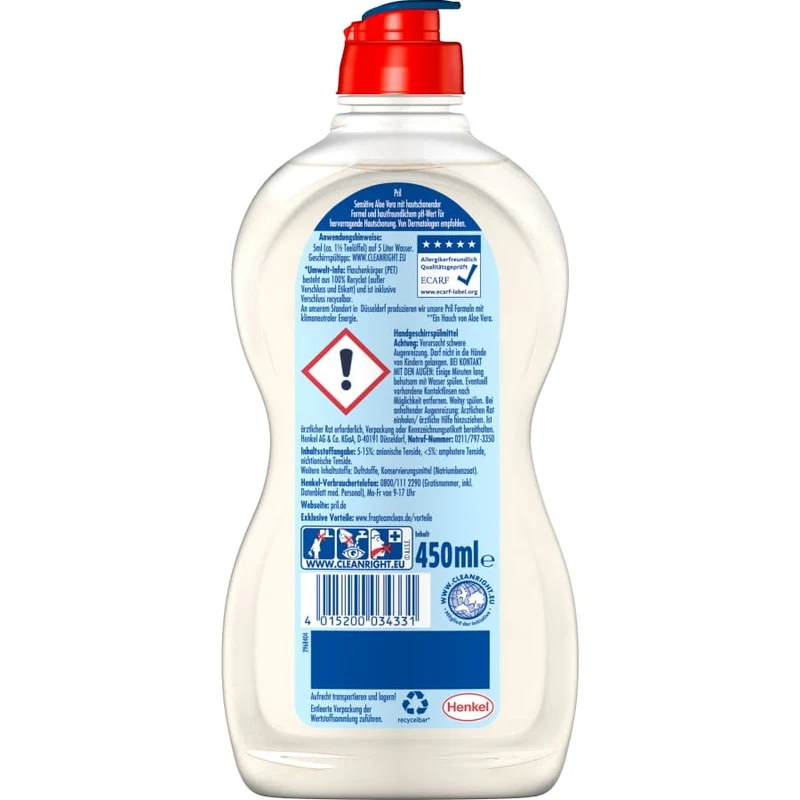 Pril Sensitive Aloe Vera Handspülmittel, 450 ml