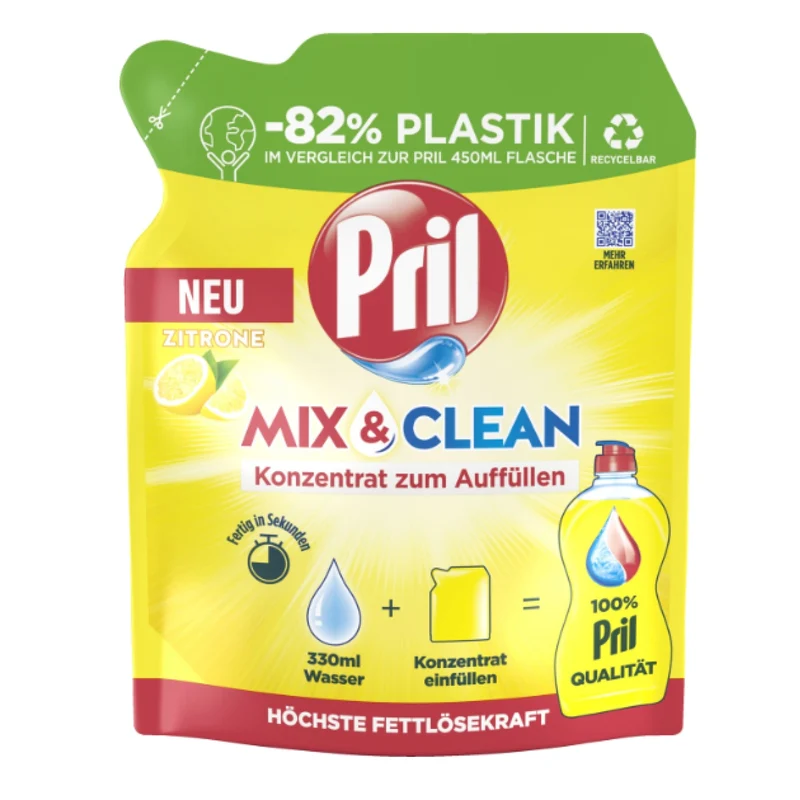 Pril Mix & Clean Konzentrat Zitrone, 120 ml Nachfüllbeutel