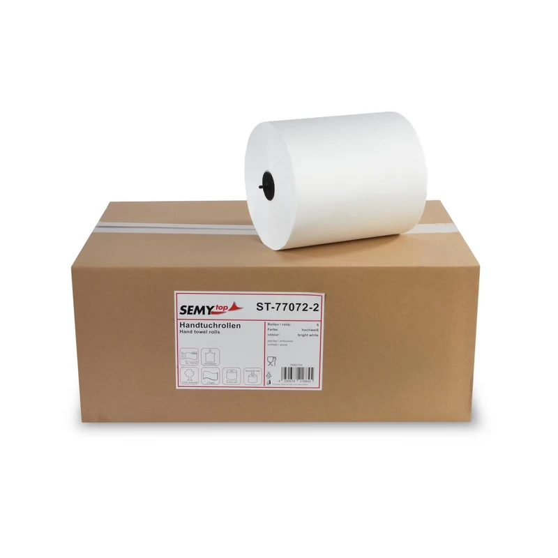 SemyTop Autocut Handtuchrolle mit Adapter, 2-lagig, 21 cm, Ø 19 cm, hochweiß