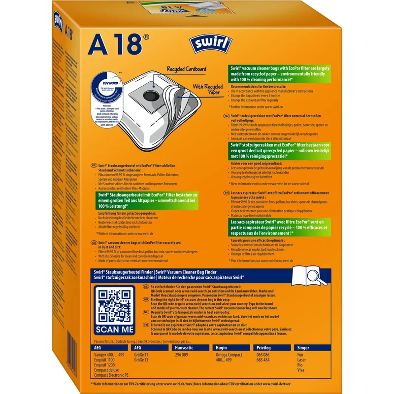 SWIRL A 18 MicroPor Plus AirSpace Staubsaugerbeutel