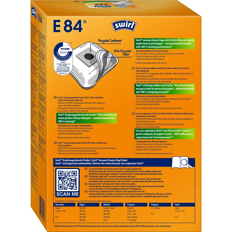 SWIRL E 84 MicroPor Plus AirSpace Staubsaugerbeutel
