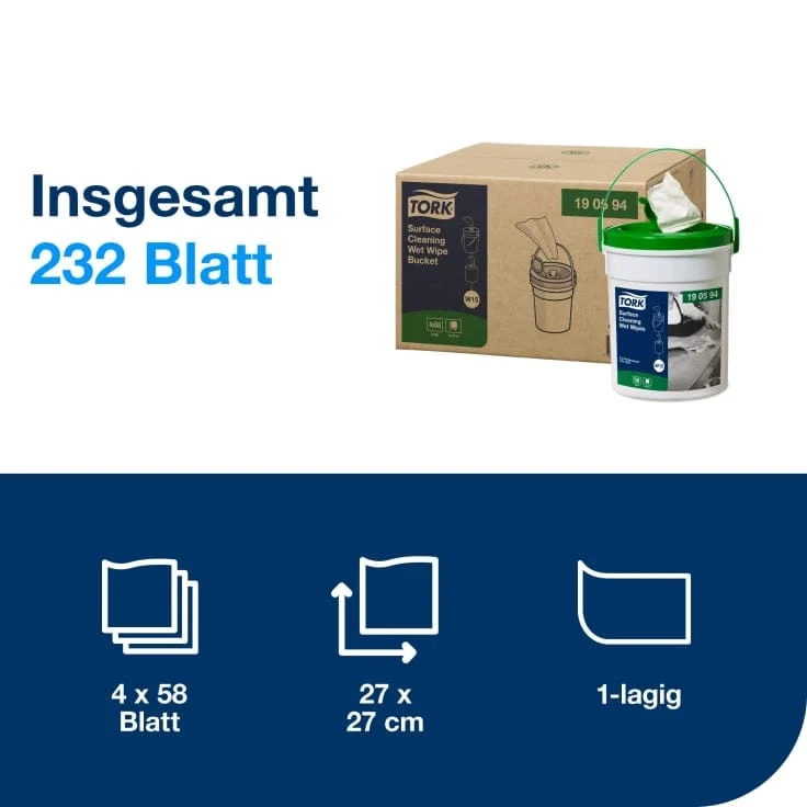 Tork Feuchtes Oberflächenreinigungstuch Premium W15, 58 Tücher