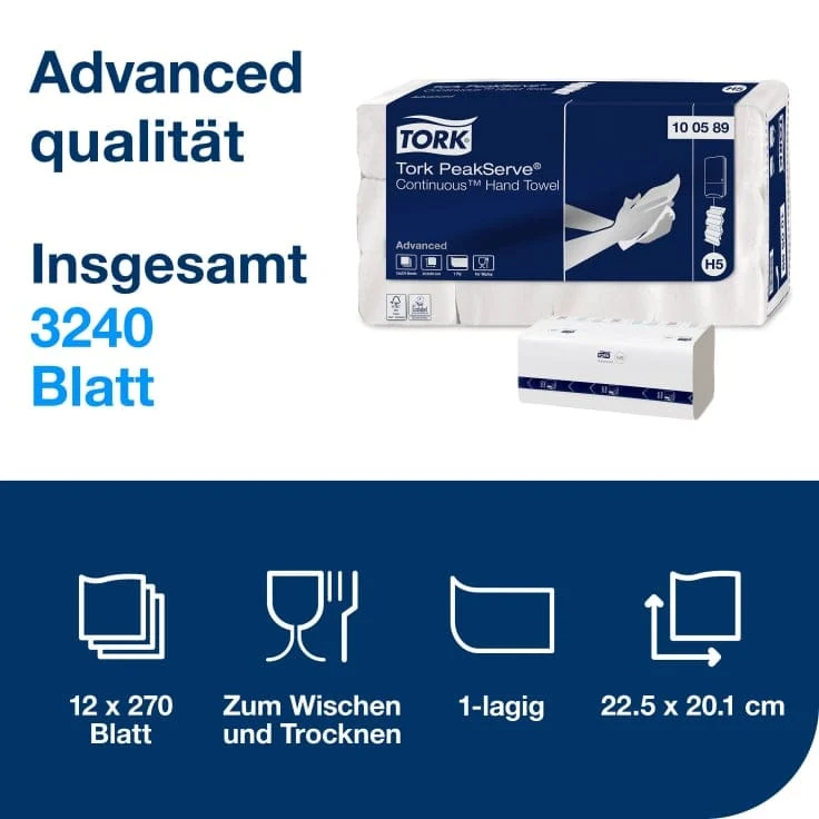 Tork PeakServe Endlos-Papierhandtuch Advanced H5 1-lagig
