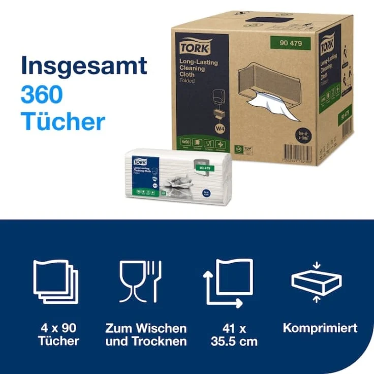 Tork Langlebiges Reinigungstuch W4 1-lagig, weiß