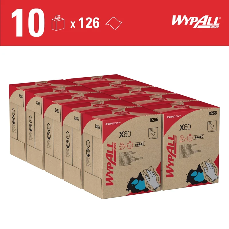 WypAll X60 Reinigungstücher Zupfbox, 1-lagig, weiß