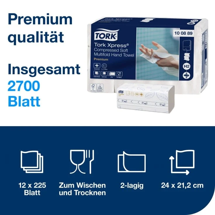 Tork Xpress Multifold-Handtuch komprimiert H2 2-lagig, weiß