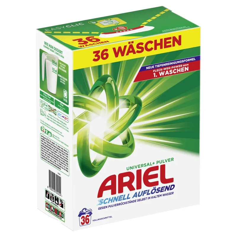 Ariel Universal+ Regulär Pulver Vollwaschmittel, 18 bis 100 Waschladungen