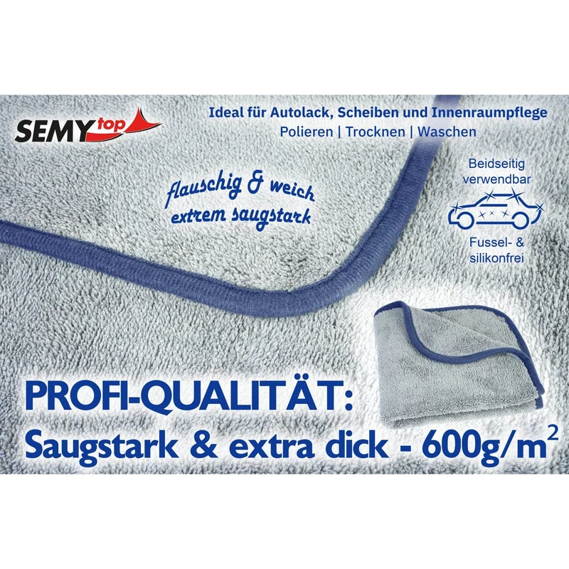 SemyTop Mikrofaser-Poliertuch, 40 x 40 cm, grau