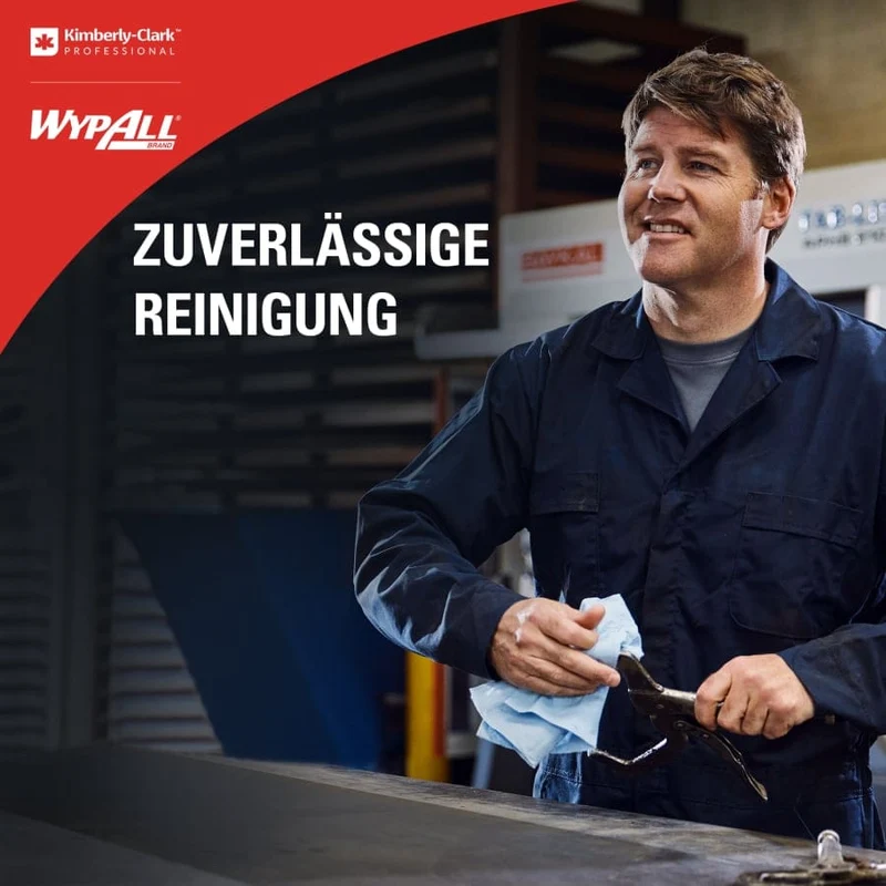 WypAll X80 Power Clean Reinigungstücher Zupfbox, stahlblau