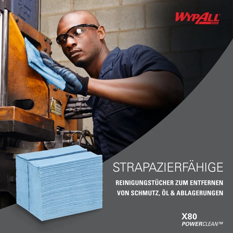 WypAll X80 Power Clean Wischtücher Brag Box, stahlblau