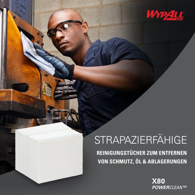 WypAll X80 Power Clean Wischtücher Brag Box, weiß