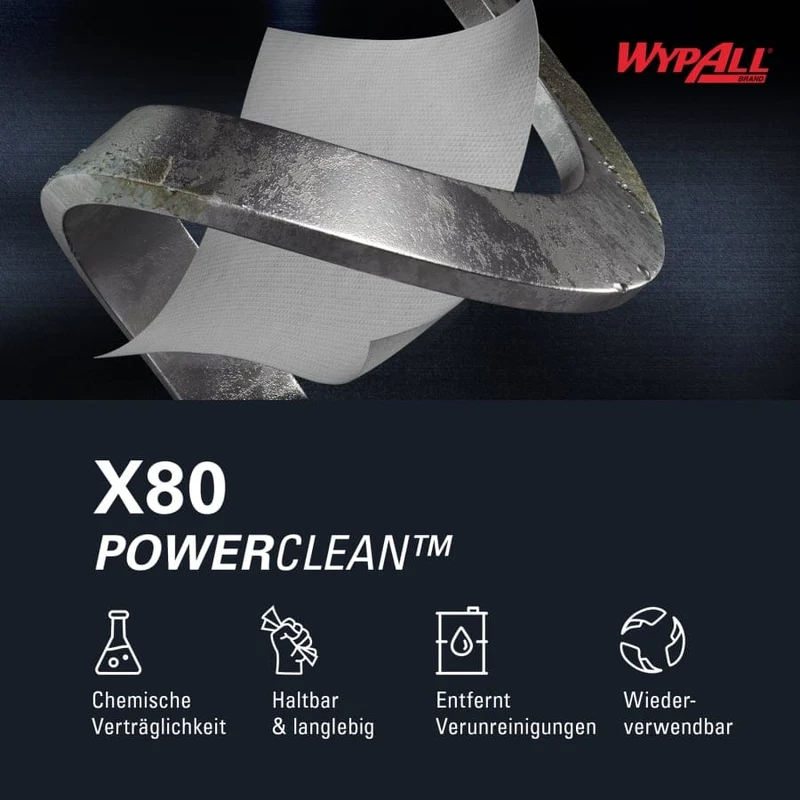 WypAll X80 Power Clean Wischtücher Brag Box, weiß