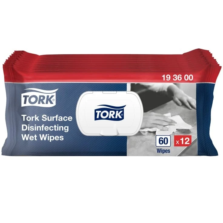 Tork Feuchte Desinfektionstücher für Oberflächen W20, 60 Tücher