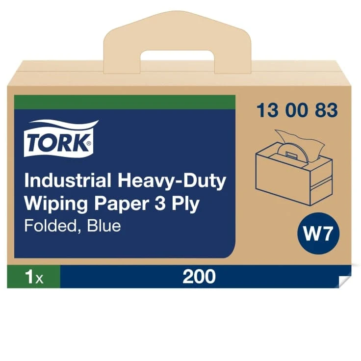 Tork Extra Starke Industrie Papierwischtücher 440 W7 Handy Box 3-lagig, blau