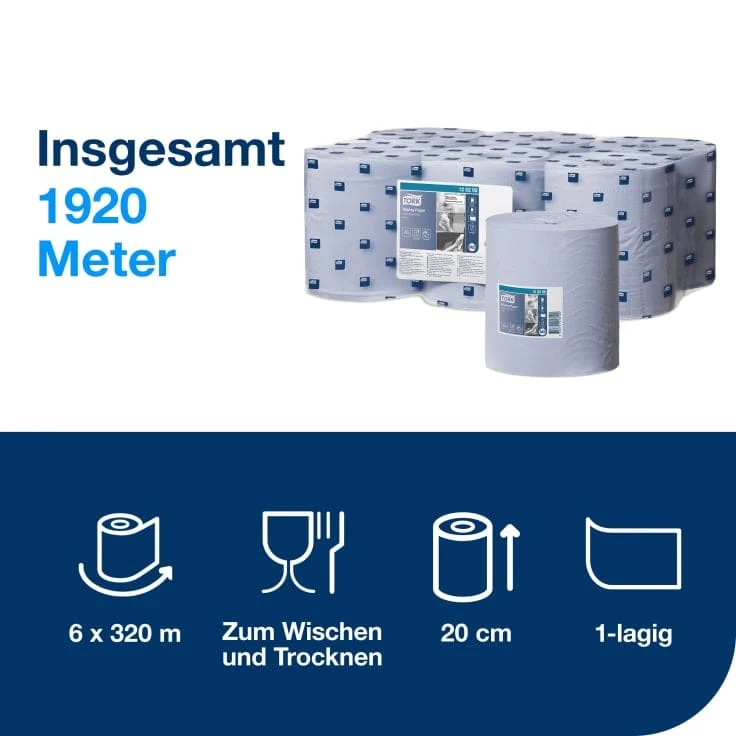 Tork Papierwischtücher M2 1-lagig, blau, 320 m