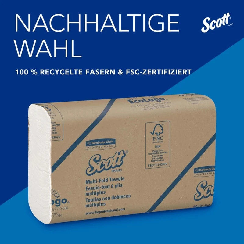 Scott Essential Multifold Papierhandtücher, 1-lagig, 23,4 x 23,9 cm