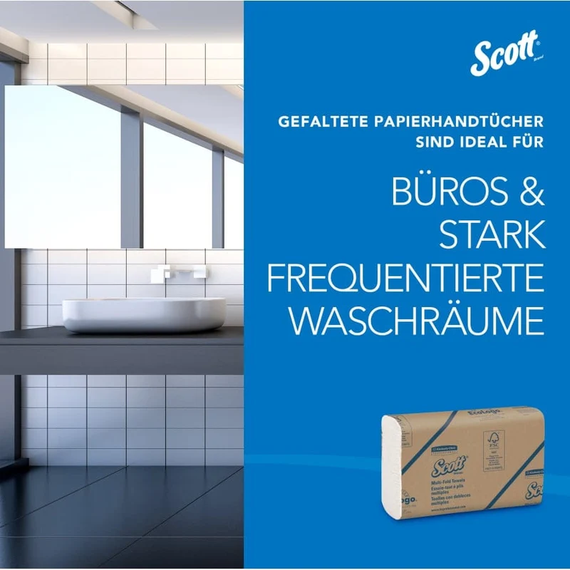 Scott Essential Multifold Papierhandtücher, 1-lagig, 23,4 x 23,9 cm