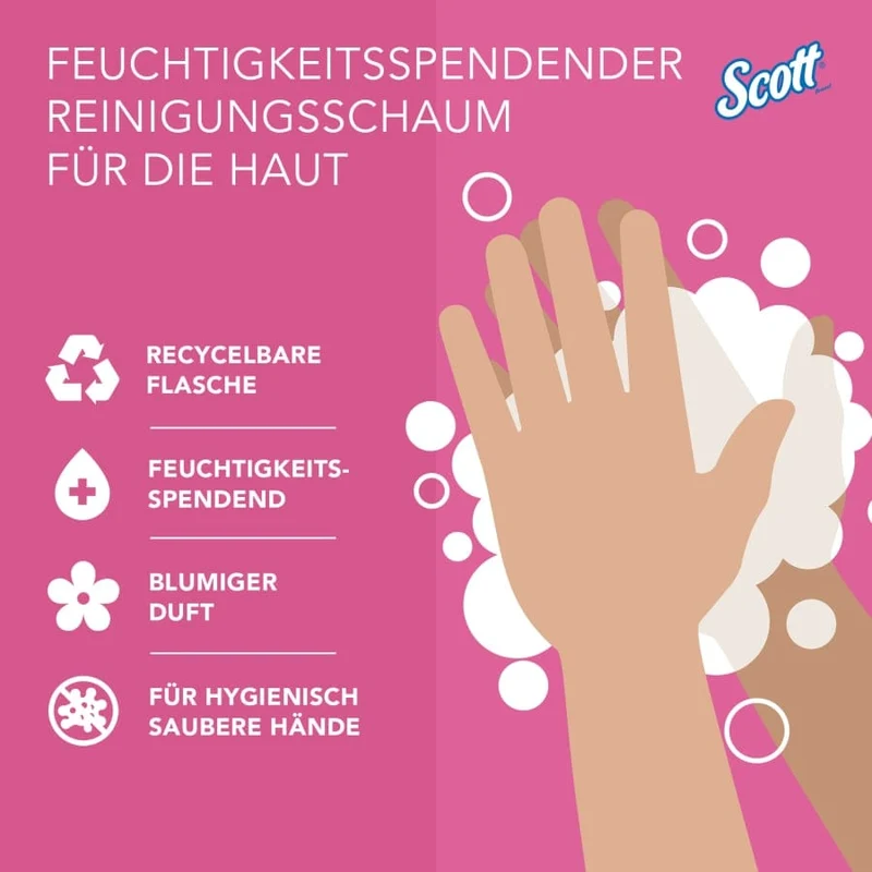 Scott Essential Schaumseife, rosa, 200-ml-Nachfüllbeutel