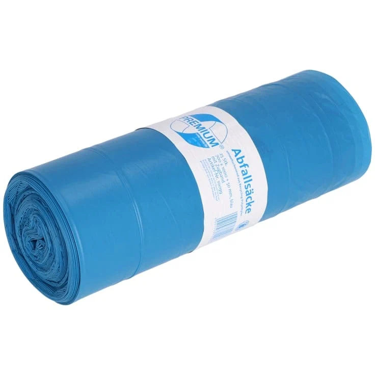 DEISS PREMIUM Zugbandsäcke 120 Liter blau, ca. 1150 g/ Rolle, T60
