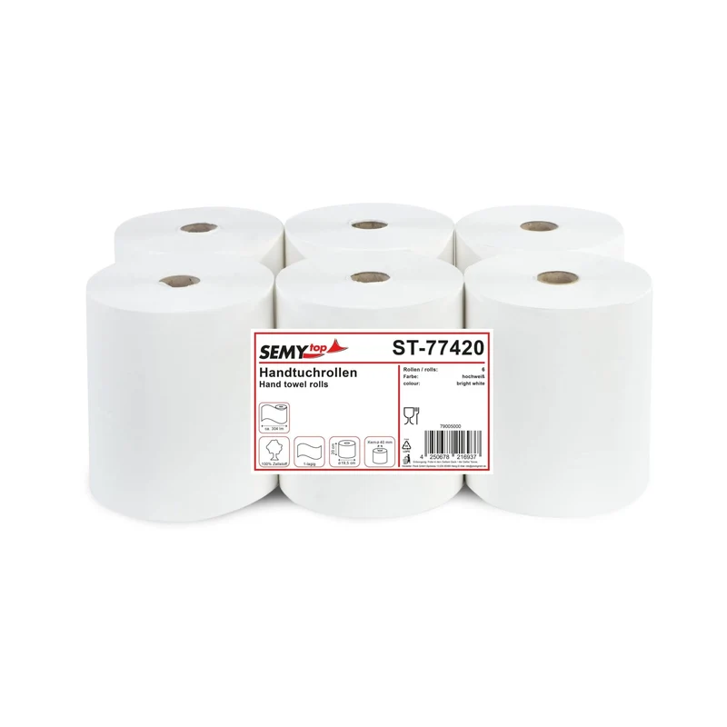SemyTop Autocut Handtuchrolle, 1-lagig, 20 cm, Ø 19,5 cm, hochweiß