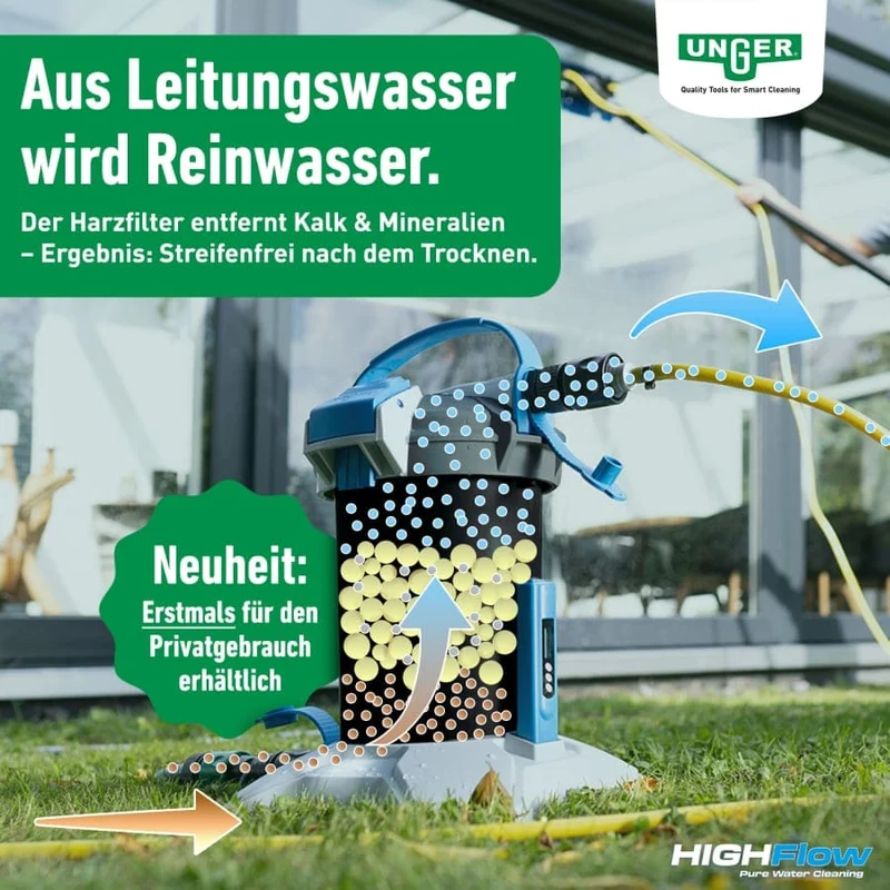 UNGER HighFlow Reinwasser Kit, 1,2 Meter – 3-teiliges Set