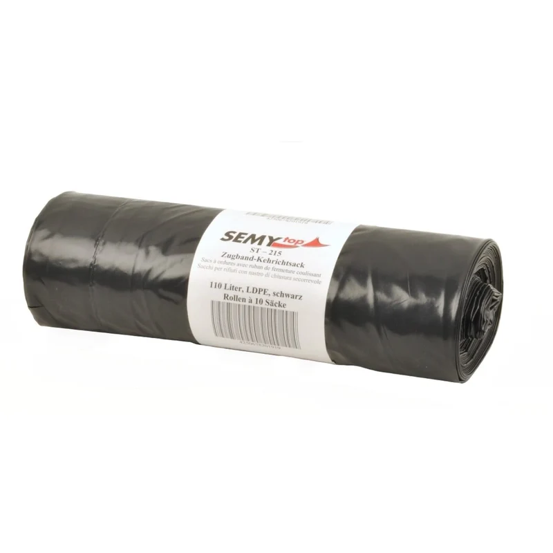SemyTop Kehrichtsack mit Zugband, Typ 100, 110 Liter, schwarz