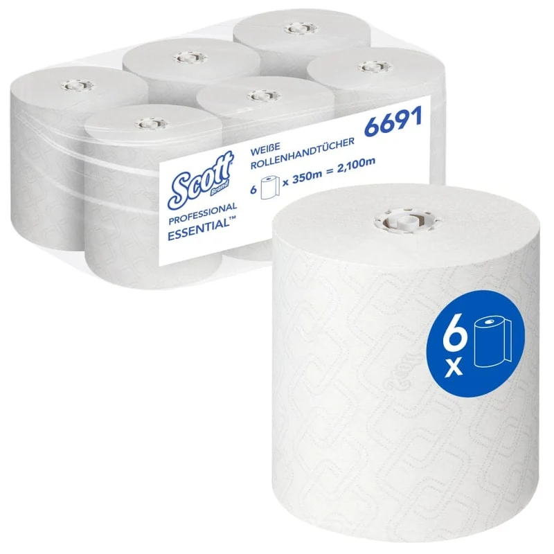 Scott Essential Handtuchrolle, 1-lagig, 350 m, weiß oder blau