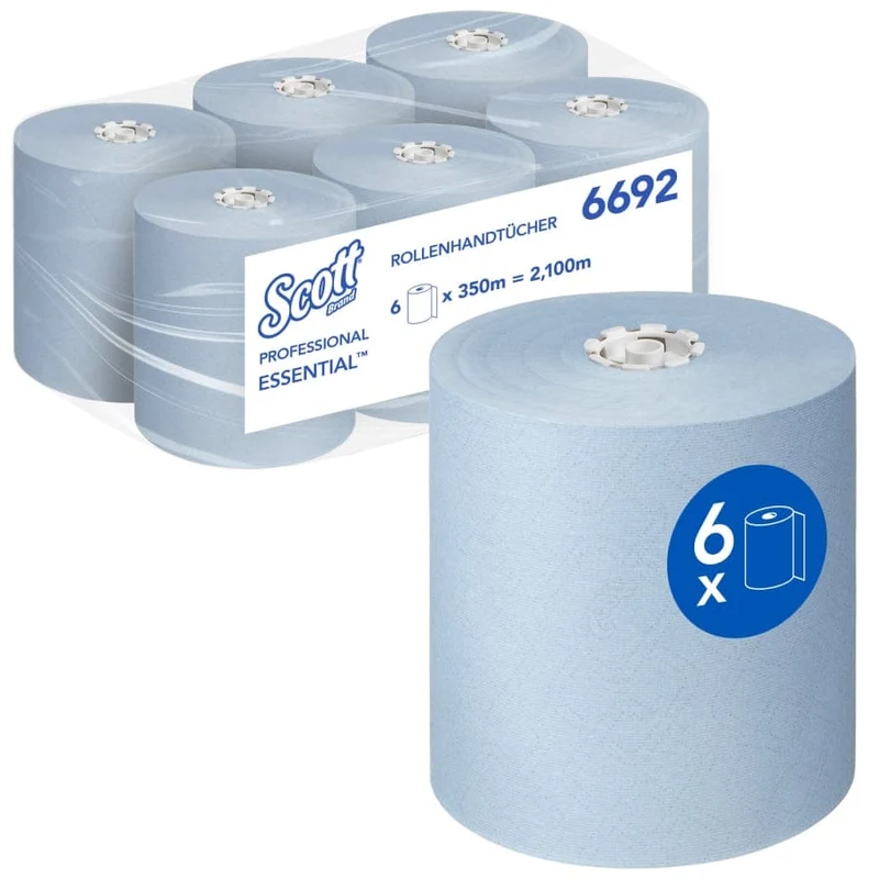 Scott Essential Handtuchrolle, 1-lagig, 350 m, weiß oder blau