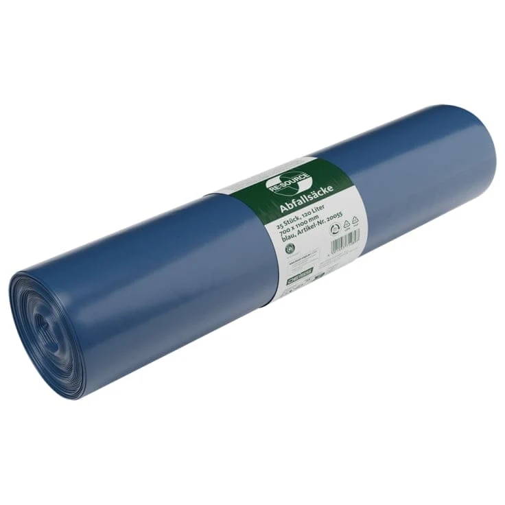 DEISS LDPE Abfallsäcke 120 Liter blau 1133 g/Rolle, Typ 60