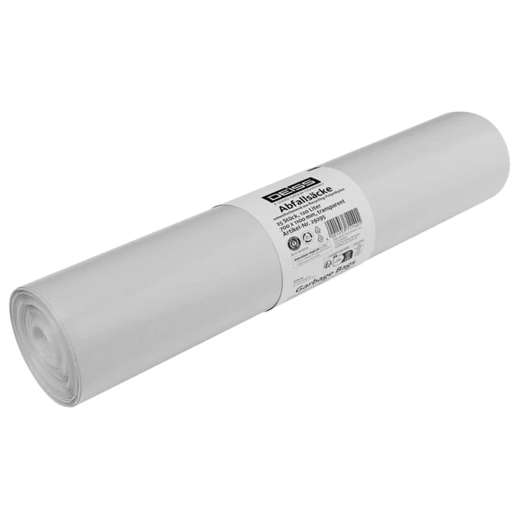 Deiss Müllsäcke 120 Liter, Typ 60, aus LDPE, transparent