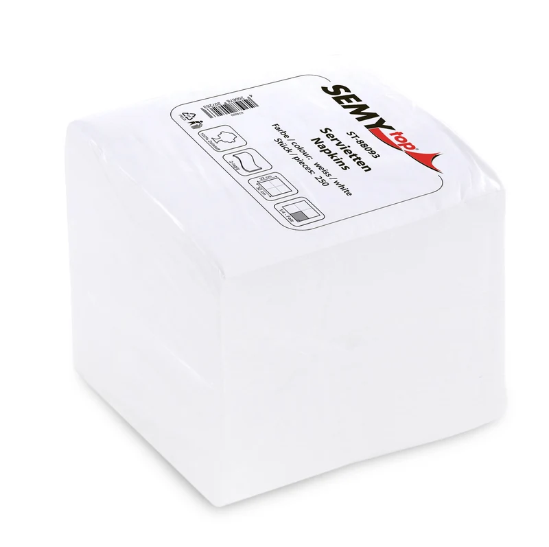 SemyTop Servietten, 32 x 32 cm, 2-lagig, hochweiß, 1/4-Falz