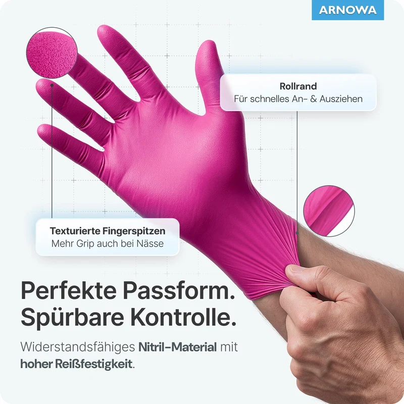 ARNOMED Einweghandschuhe Nitril Pink (Magnolia Pink)