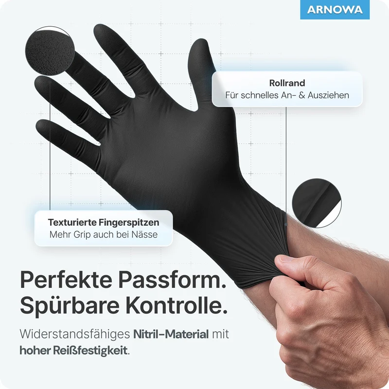 ARNOMED Einweghandschuhe Nitril Schwarz