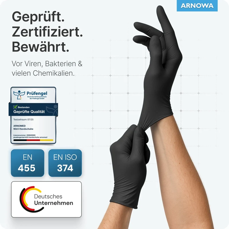 ARNOMED Einweghandschuhe Nitril Schwarz