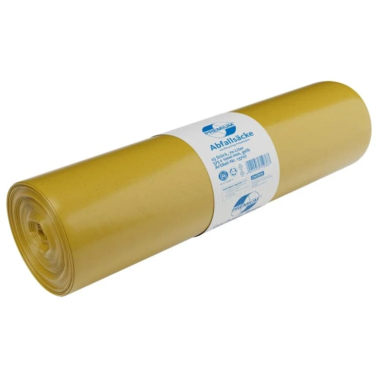 DEISS PREMIUM Abfallsack 70 Liter gelb, ca. 1320 g/Rolle, Typ 100