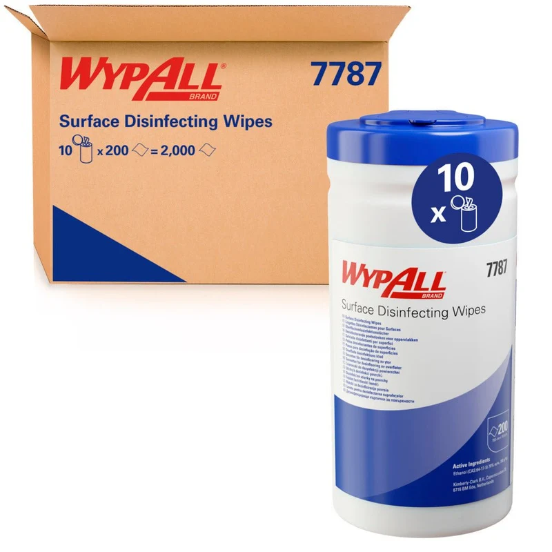 WypAll® Flächendesinfektionstücher - Spendereimer / Weiß /200 - 10 Tubs x 200 Sheets | Karton (10 Eimer)