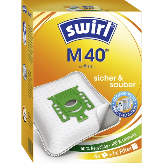 SWIRL Staubsaugerbeutel M 40 mit MicroPor Plus-Filter