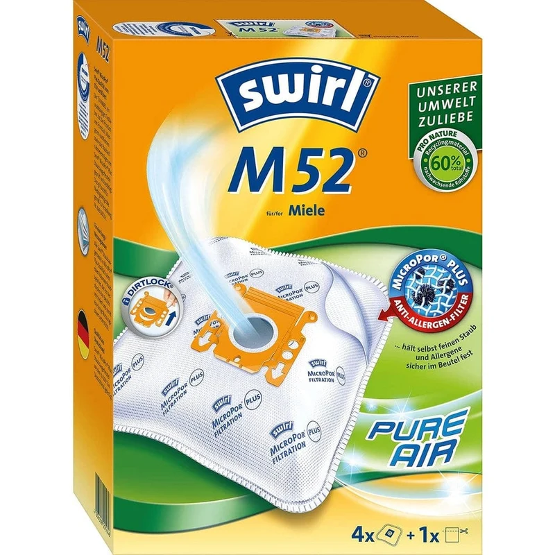 SWIRL Staubsaugerbeutel M 52 mit MicroPor Plus-Filter