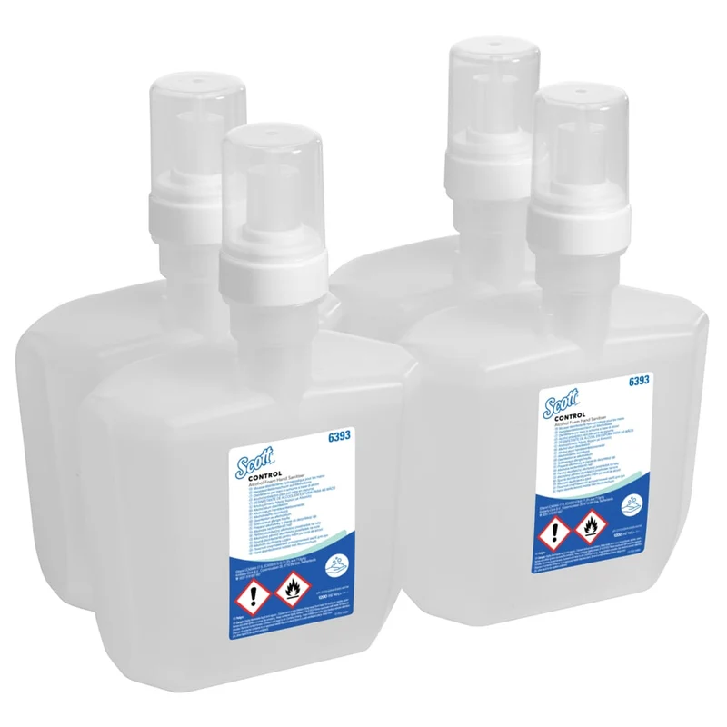 Scott® CONTROL Handdesinfektionsschaum auf Alkoholbasis - 1.2 Litre Cassette / Transparent /1.2 l - 4 Electronic Cassettes | Karton (4 Kartuschen)