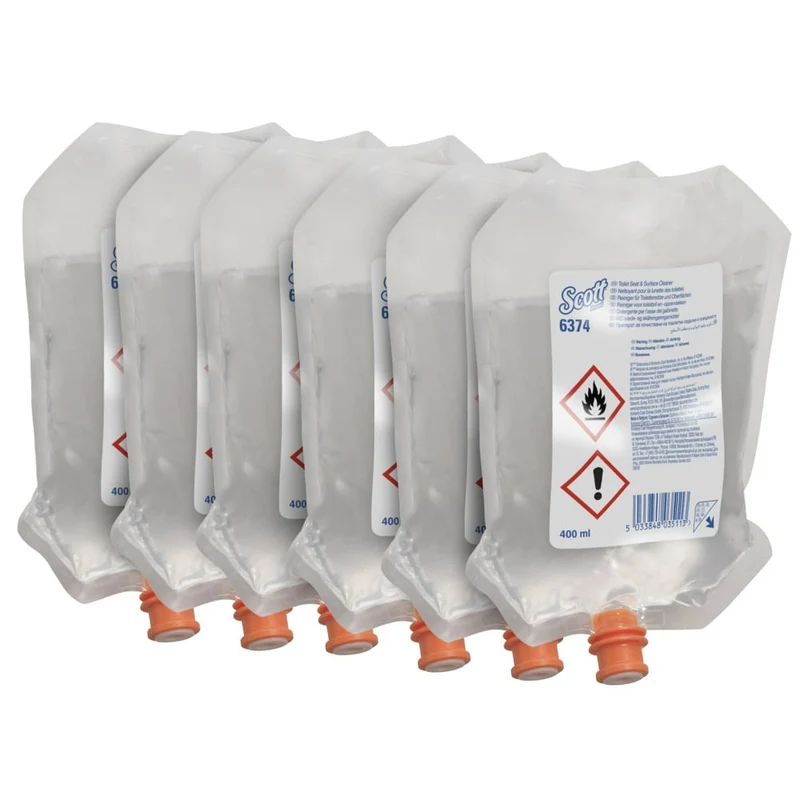 Scott® Reiniger für Toilettensitze und andere Oberflächen - Spenderbeutel / Transparent /400ml - 6 pouches | Karton (6 Beutel)
