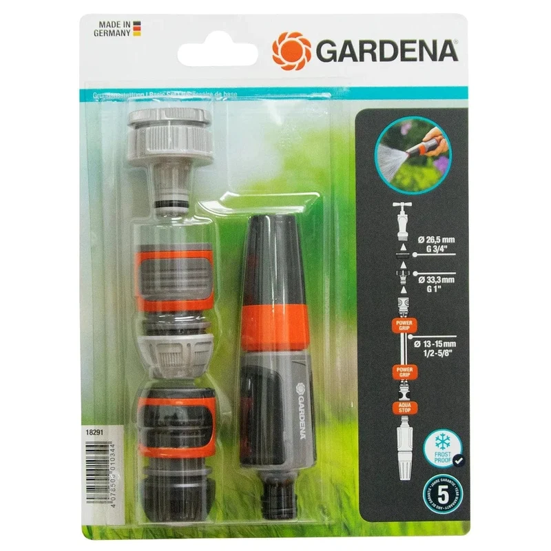 Gardena Grundausstattung mit Schlauchverbinder und Wasserstop