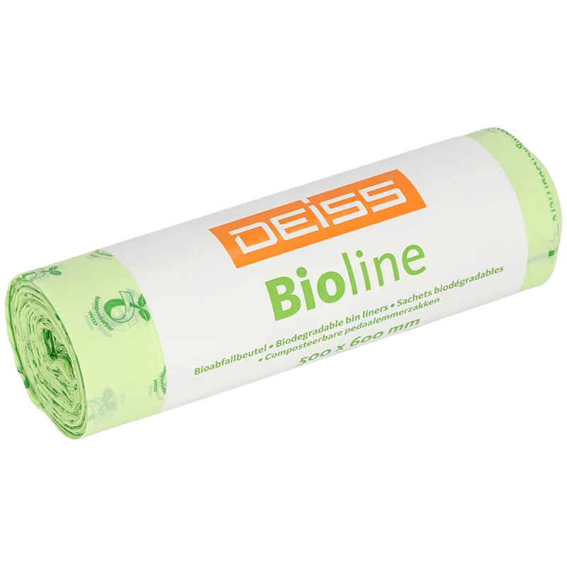 DEISS BIOLINE Müllbeutel, Biofolie, 30 L, Natur 500x600x0,018 mm | Rolle (20 Stück)