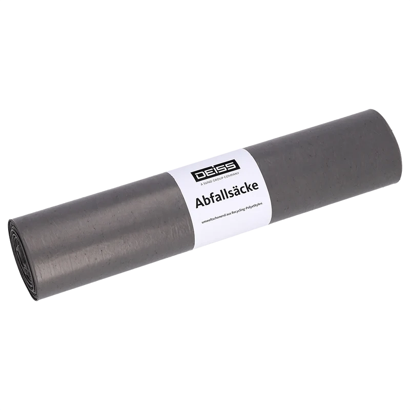DEISS Abfallsäcke aus Recycling-LDPE 60 l - grau | Rolle (25 Stück)