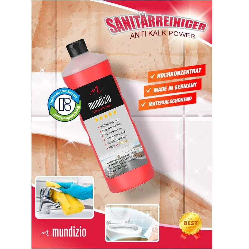 mundizio Sanitärreiniger – Kalkentferner & Badreiniger mit Anti-Kalk Power-Formel