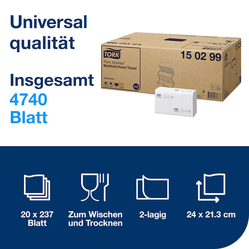 Tork Xpress Multifold Handtuch Universal H2 2-lagig, weiß