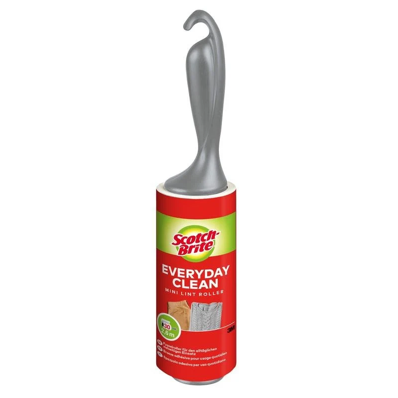 Scotch-Brite™ Everyday Clean Mini-Fusselroller, 30 Blatt, farbiger Griff, 1/Packung | Packung (1 Stück)