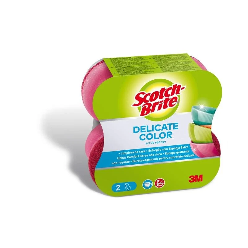 Auslaufartikel: Scotch-Brite® Delicate Color Comfort nicht kratzender Reinigungsschwamm, 2 Stück pro Packung | Packung (1 Stück)