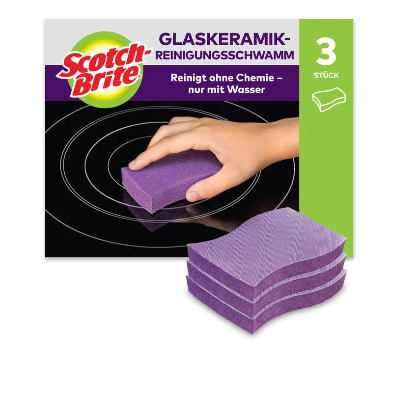 Scotch-Brite™ Glaskeramik-Reinigungsschwamm, 3 Stück pro Packung | Packung (3 Schwämme)