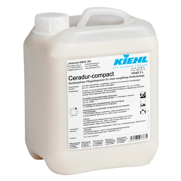 Kiehl Ceradur-compact Metallsalzfreie Pflegedispersion für stark saugfähige Bodenbeläge | Flasche (5 l)